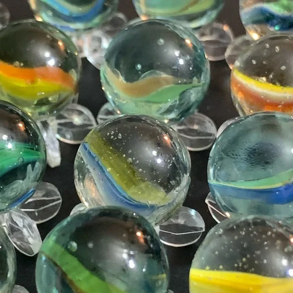 Vintage Bennington & Cat's Eye Colorful Clay & Glass Marbles Multi-Color Marbles - Picture 10 of 16